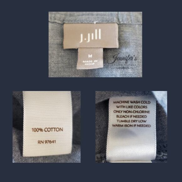J. Jill Women's Chambray Pleated V-Neck Button Front Blouse/Tunic - Picture 7 of 9